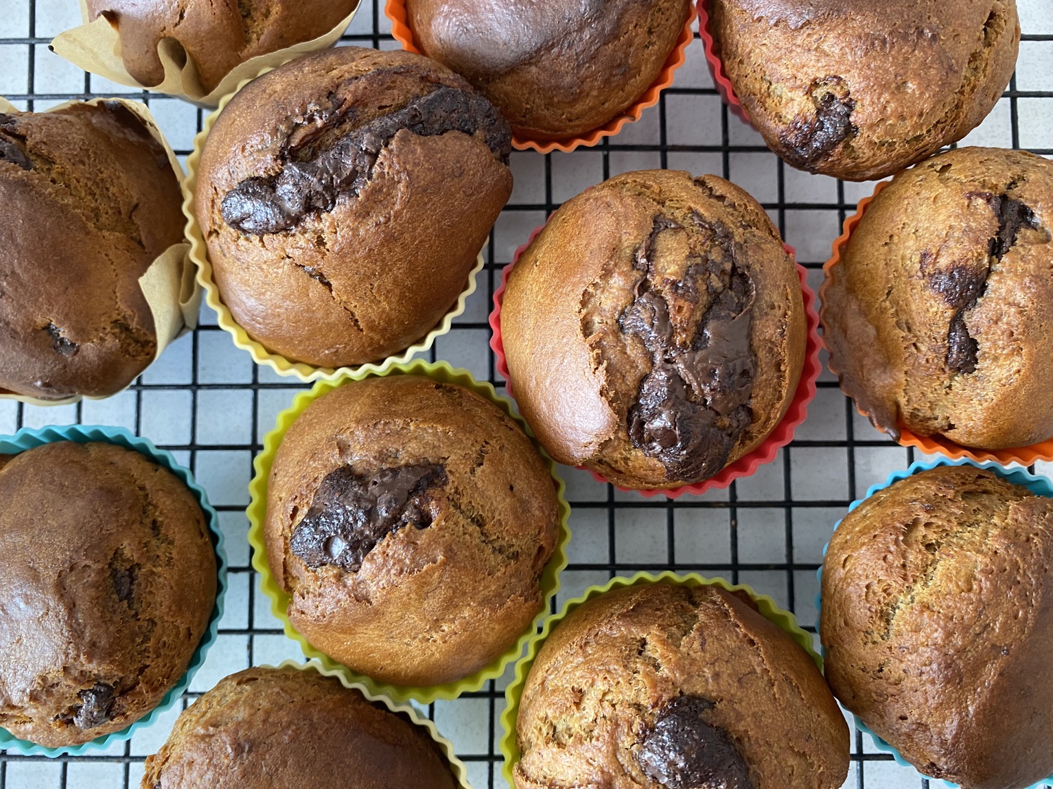 Banana chocolate hazelnut muffins