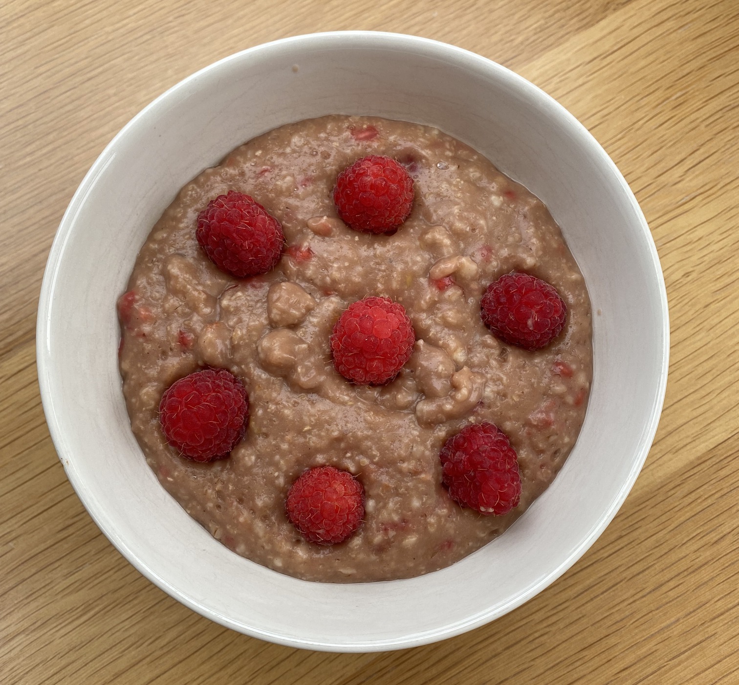 Chocolate and raspberry porridge