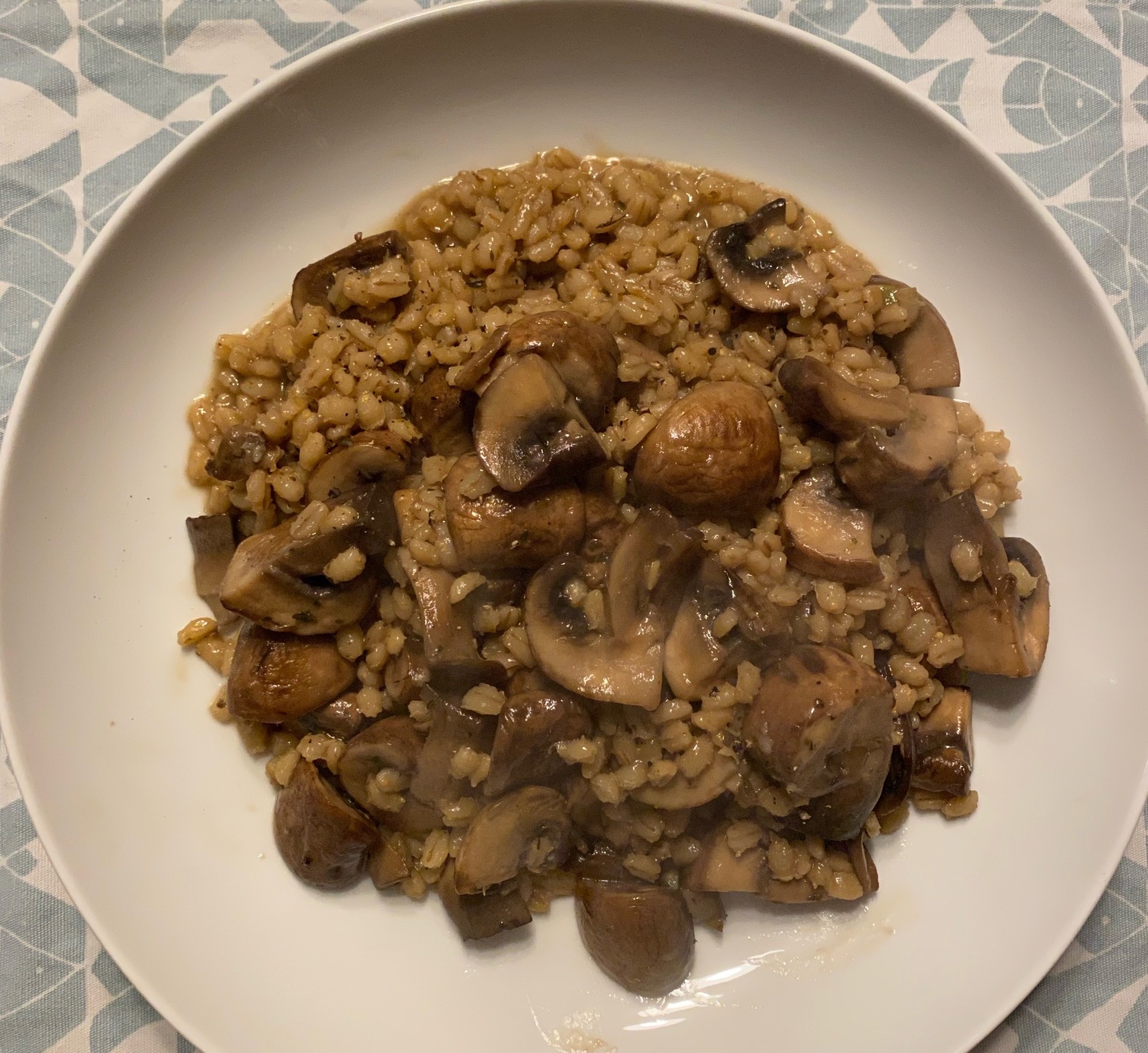 Mushroom pearl barley risotto