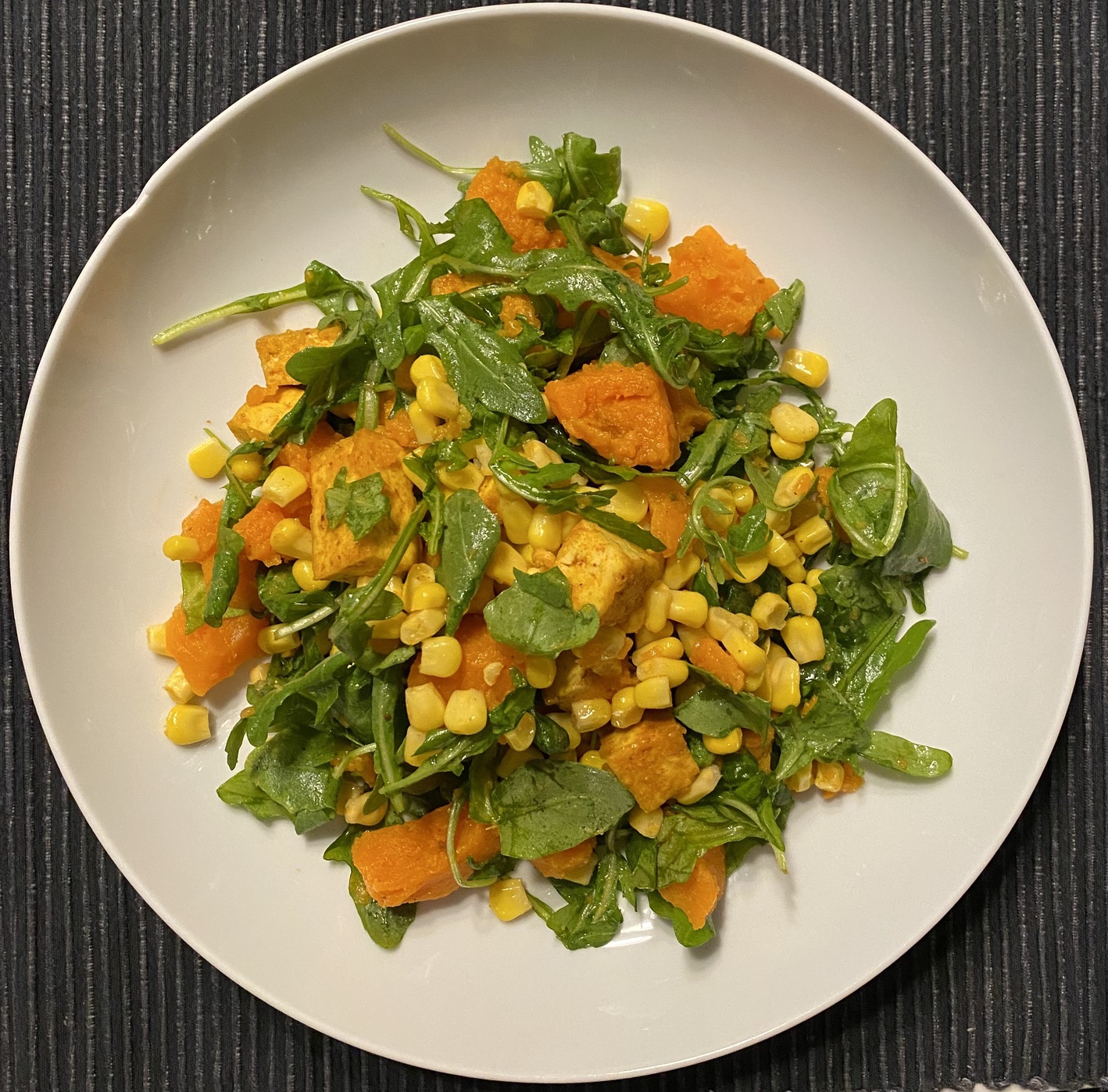 Simple curried tofu and sweet potato salad