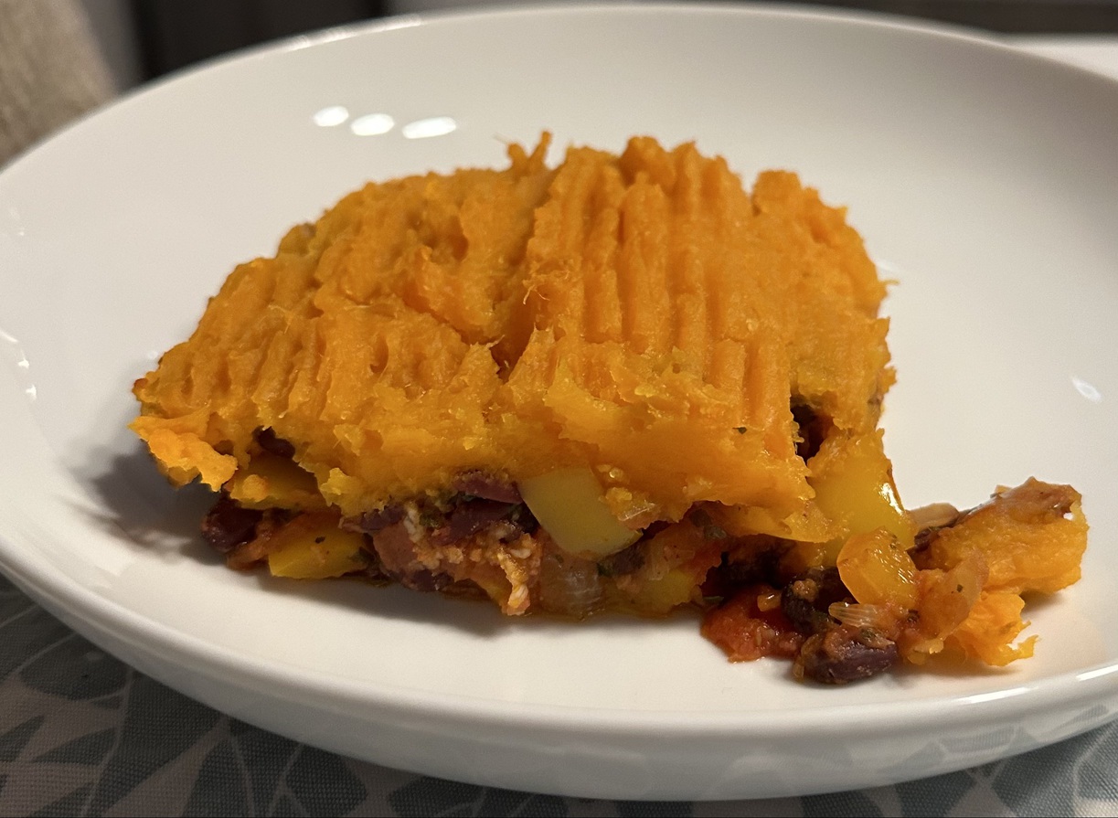 Sweet potato and black bean shepherds pie